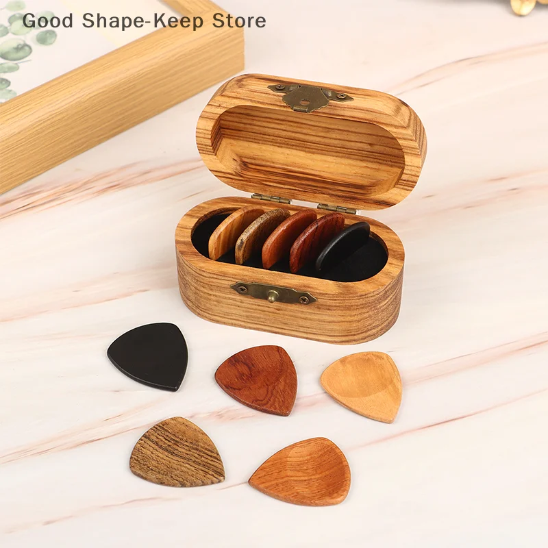 1/5Pcs Wooden Acoustic Guitar Picks Bass Ukulele Plectrum Picks Electric Guitar Can Be Drillable Pendant Gift
