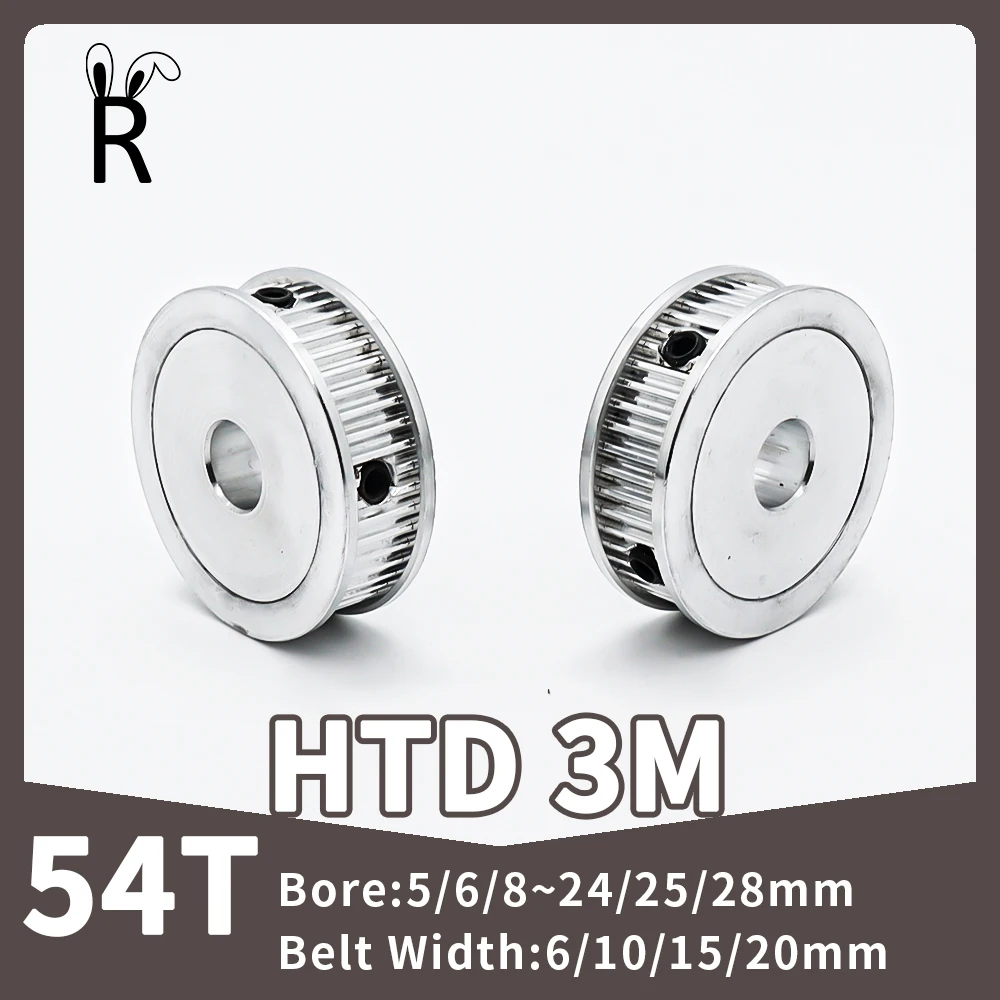 

54Teeth HTD 3M Pulley Wheel Bore5/6/8~24/25/28mm 3M Belt Width 10/15mm Synchronous Pulley 54 HTD3M Timing Pulley 54T Belt Pulley