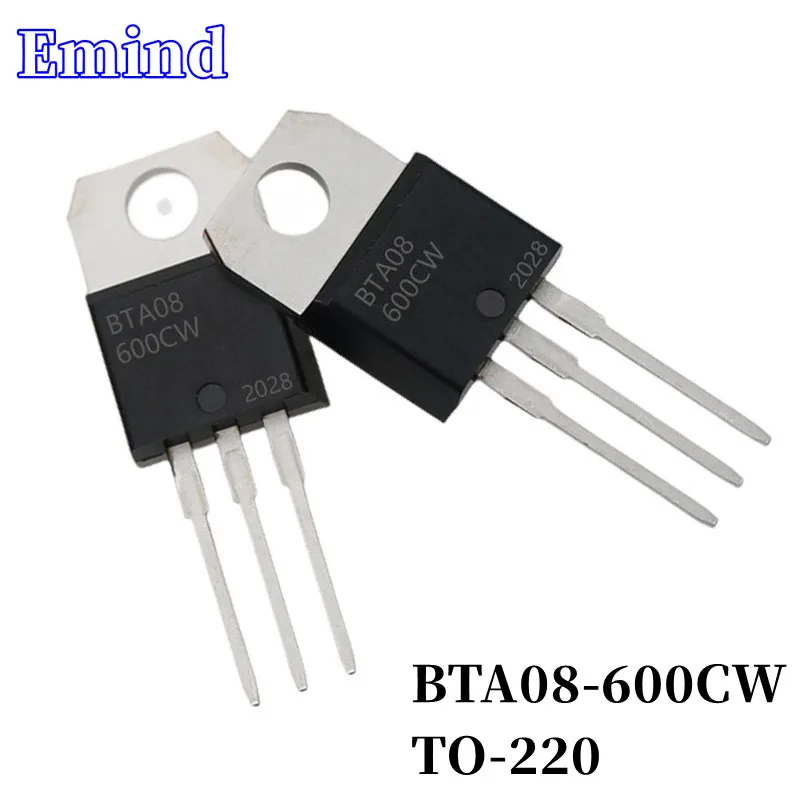 

10Pcs BTA08-600CW BTA08 Thyristor TO-220 8A/600V DIP Triac Large Chip