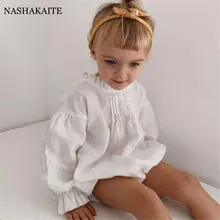 

Spring&Summer Baby Girl Clothes Long Sleeve Baby Bodysuit Solid Linen Female Newborn Rompers O Neck Jumpsuit Baby Overalls