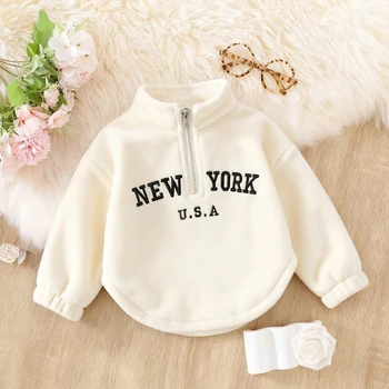 Baby Girl Clothing Autumn And Winter Letter Warm Long Sleeved Girls' Tops Casual Children's Hoodies 1