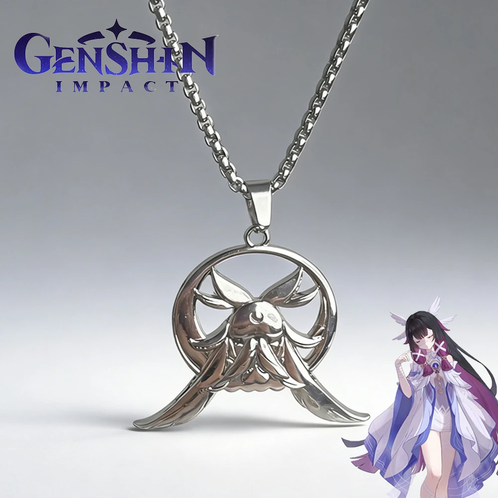 Genshin Impact Columbina Moon Maiden Cosplay Halskette, Legierungs-Choker-Kette in Silberfarbe, Hip-Hop-Pulloverkette, Requisite