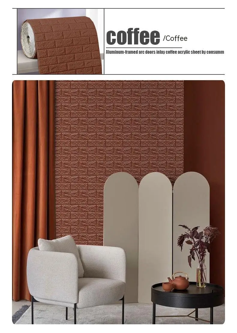 3/5/10Mx70cm Brick Foam Panels 3D Wall Stickers Self-adhesive DIY Embossed Stone Wallpaper Home Decor Living Room Kitchen Decor