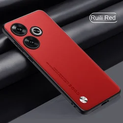 Soft Vegan Leather Grain Slim Protective Back Cover Case for POCO F6 Pro (Red)
