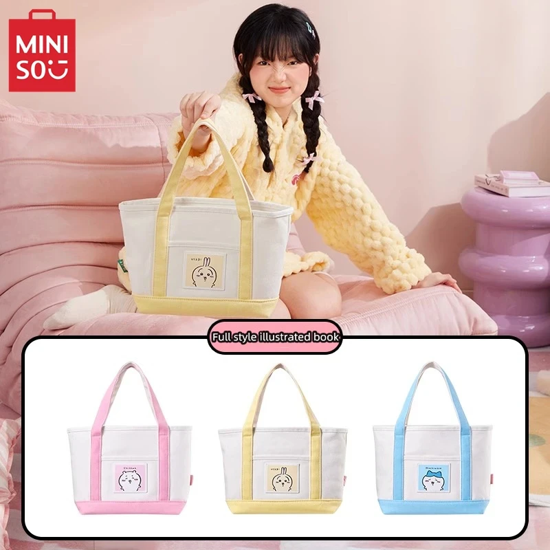 

Chiikawa Portable Tote Bag Kawaii MINISO Cute Hachiware Anime Toys Usagi Commuter Lunch Bento Bag Student Snack Bag Fun Gifts