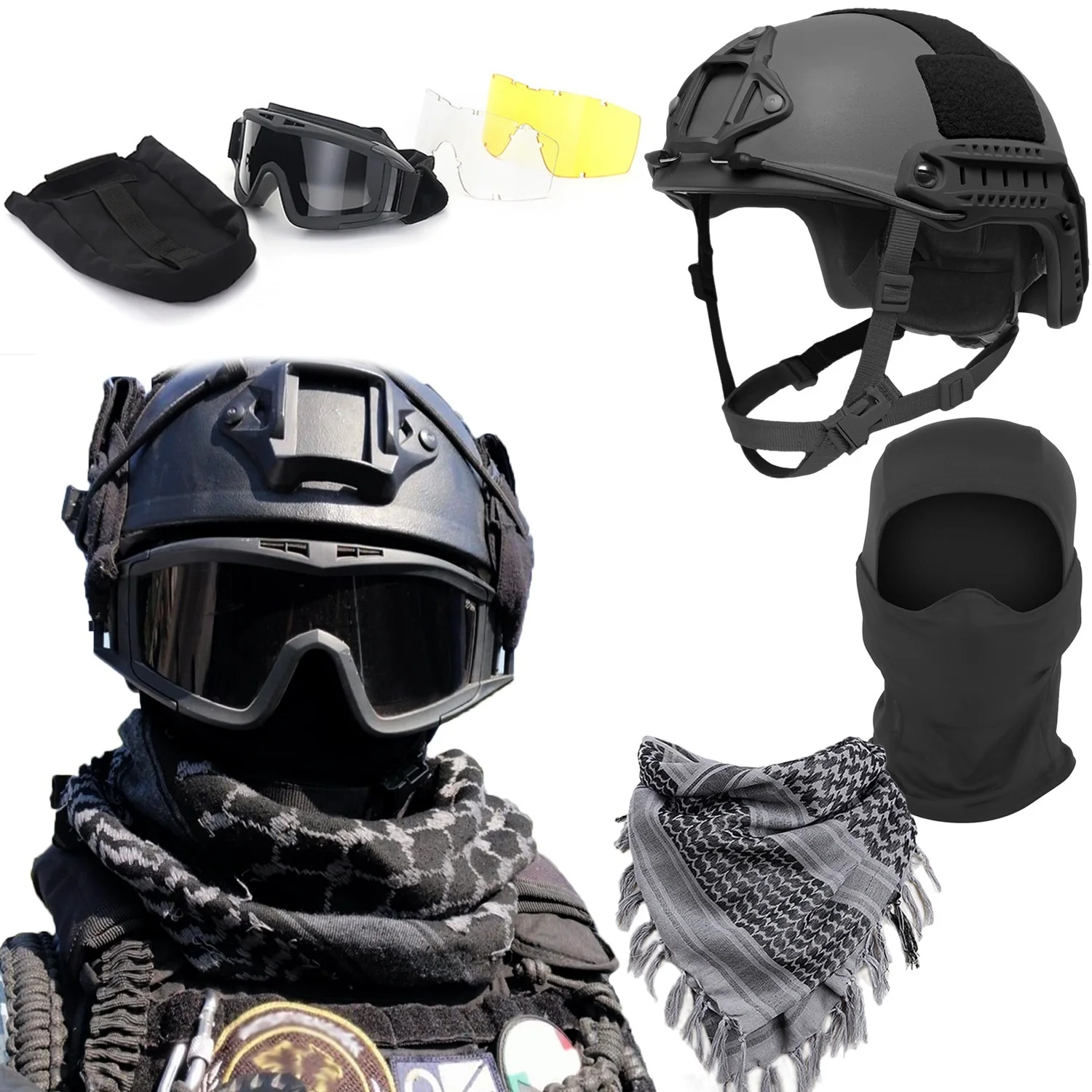 casco-tactico-fast-airsoft-gafas-tacticas-antivaho-anti-uv-panuelo-bufanda-multicam-pasamontanas-para-operaciones-tacticas-y-airsoft-paintball-y-mas