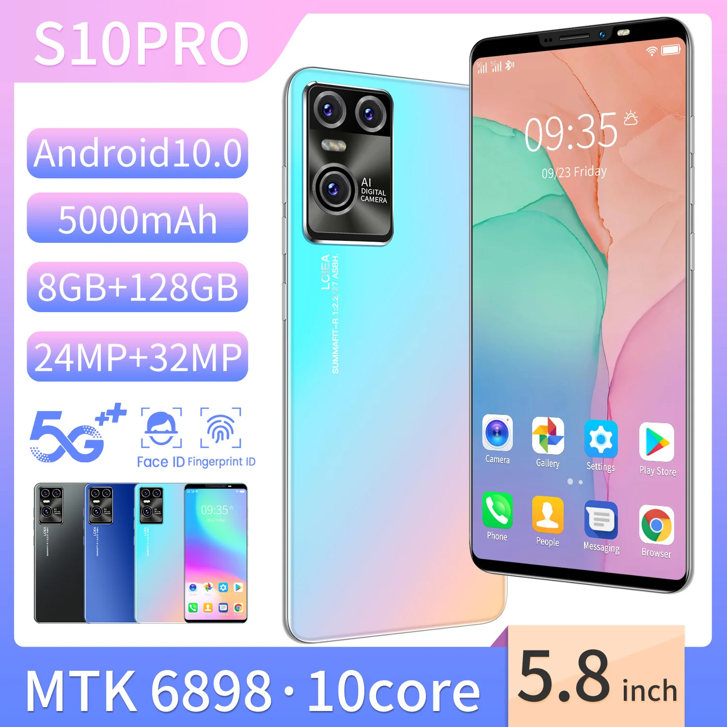 Недорогой Мобильный телефон Android S10Pro с экраном 5 8 дюйма без рамок Мб ОЗУ 128 Гб ПЗУ