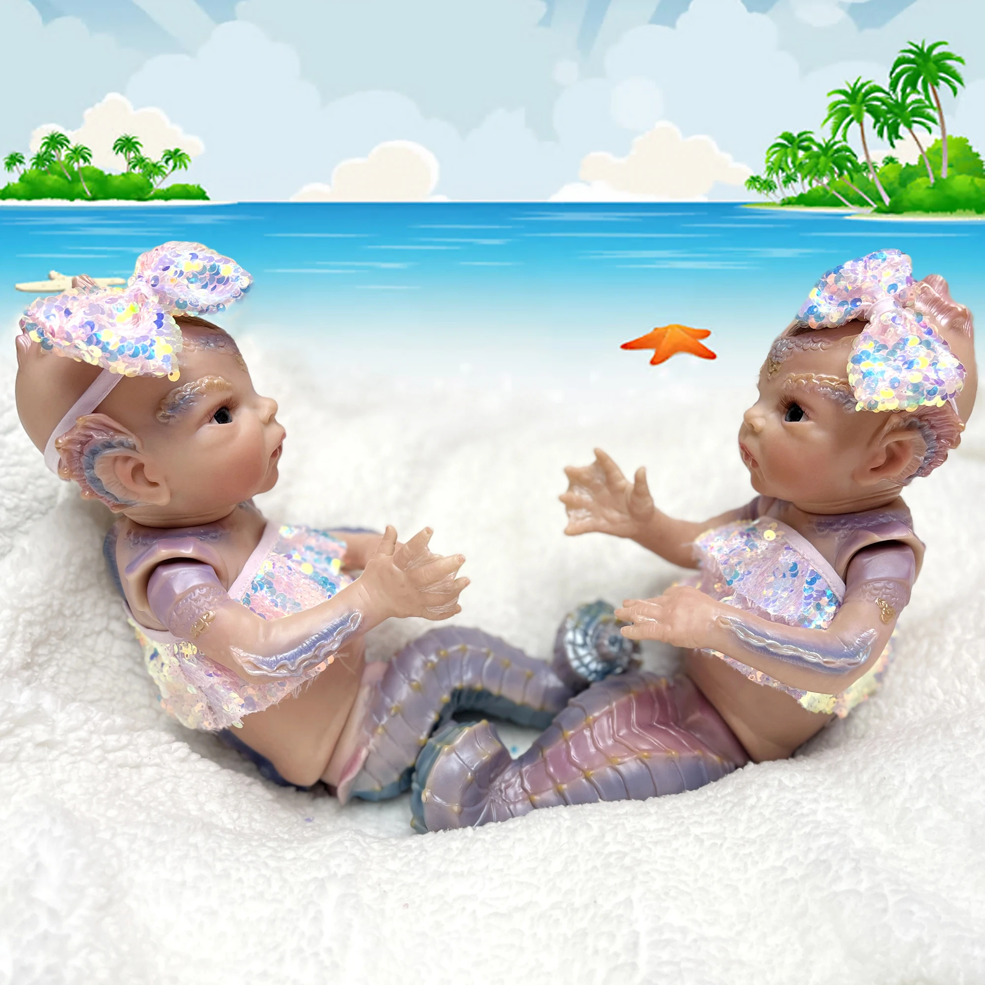 45cm Hippocampus Reborn Doll Painted Skin Handmade Soft Touch