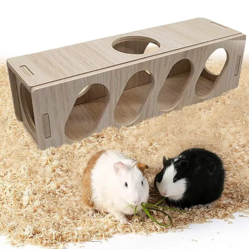 Wooden Hamster Toys Tunnel Escape Toy Hamster Hide House Multipurpose Safe Using Wooden Toys for Rabbits Golden Bear Weasels Small Pet Tunnel Hamster Cage Tunnel Hamster Toy Maze