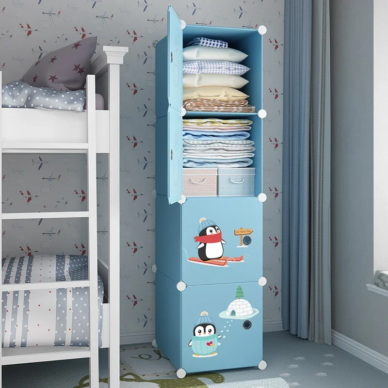 Kids Closet Closet Children's Wardrobe Child Baby Cabinets Toy Cabinet Storage Sliding Door Organizer Clothes Dress Furniture