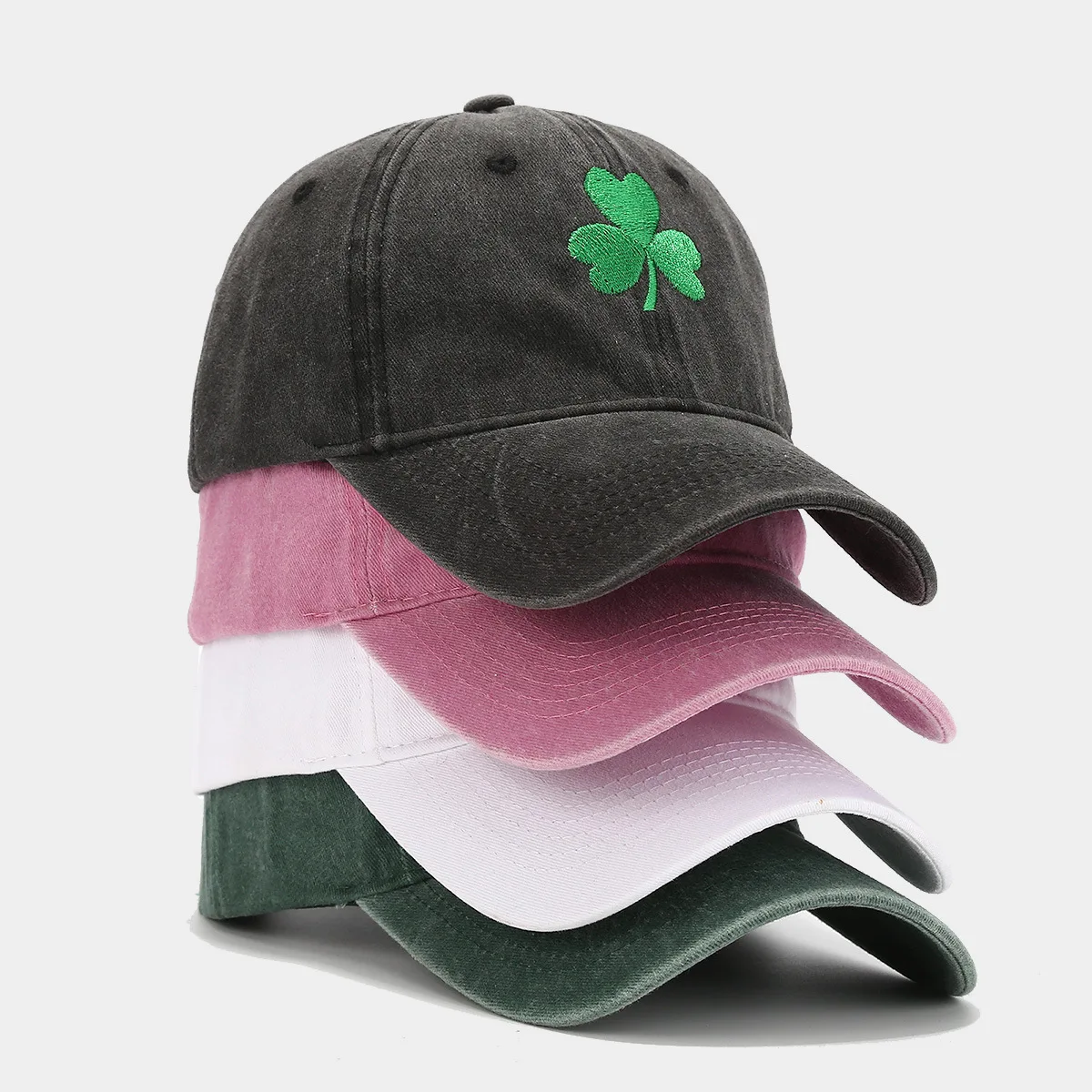 Retro Irish Green Clover Embroidered Duckbill Cap - Trendy Sunscreen Hat