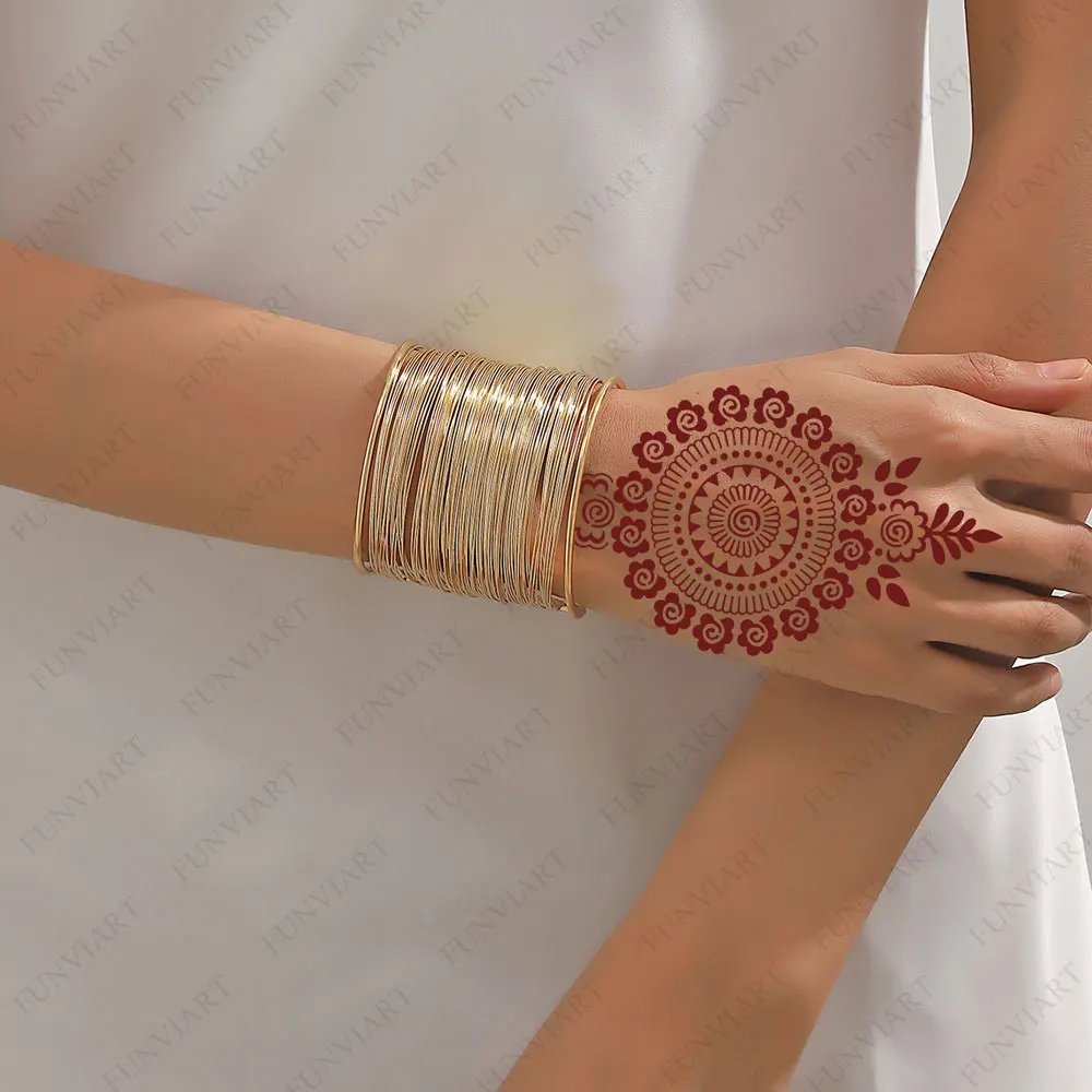 Henna tattoo stencils 2pcs Flower Tattoo Template for Women Hand Body Art Henna Temporary Tattoos for Ramadan Festival