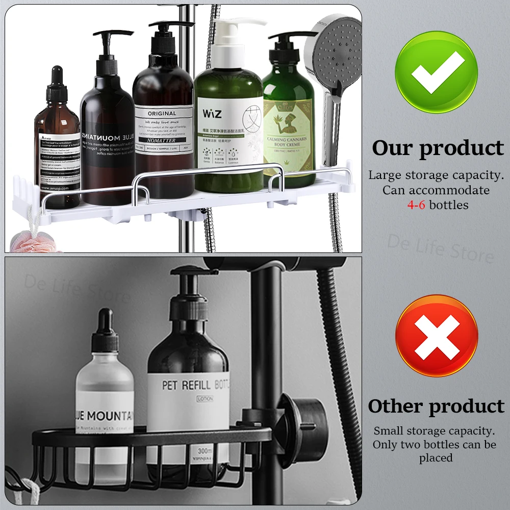 Extendable Shower Shelf Bathroom Shelf Without Drilling Shampoo Tray Shower Storage Holder Bathroom Accessories 3
