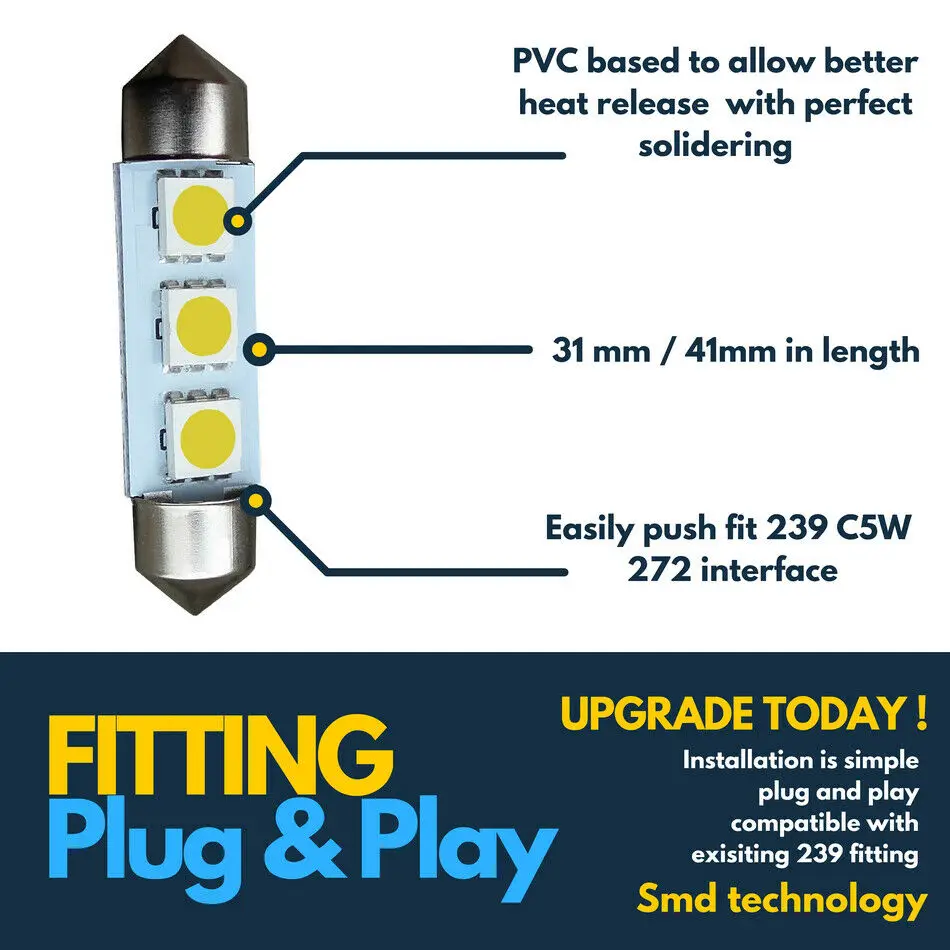 2x239 272 Led �ڵ��� C5W ��� ��ȣ�� ���� Smd ����, 31 36 39 41mm 12v