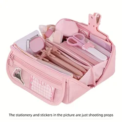 Large Capacity Multifunctional Pencil Case and Desktop Organizer (Pink2)