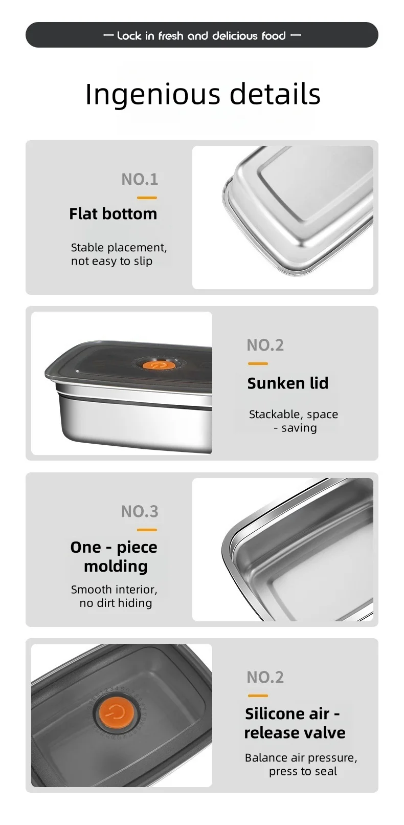 caja para alimentos con bacio de aire, fiambrera para estudiantes, contenedor de almacenamiento de alimentos con tapa, fiambrera Bento, herramienta de acampada para pícnic al aire libre » caja para alimentos con bacio de aire