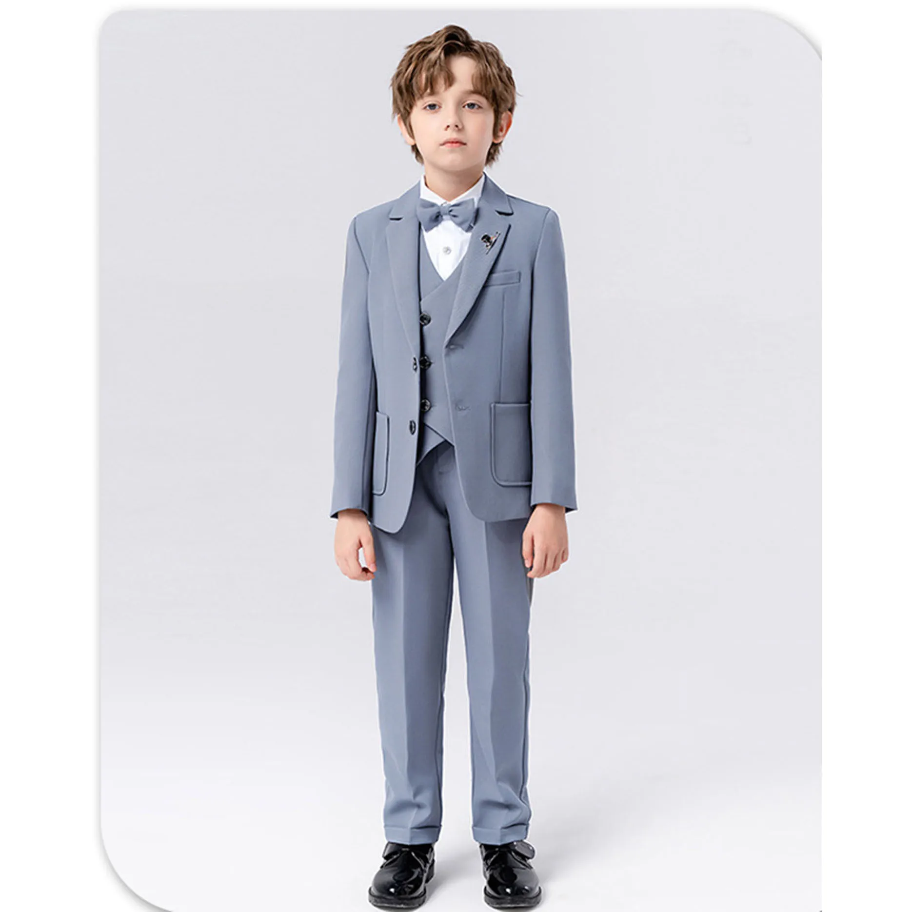 Toddler Classic Boys'Formal Suit Set Kids Formal Outfit Boys Formal Dresswear Vest Set 4
