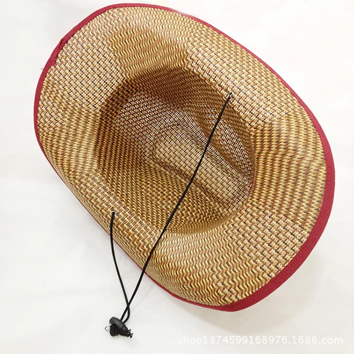 New Summer Wide Brim Straw Western Cowboy Hats Women Men Outdoor Beach Travel Sun Protection Hat Casual Unisex Panama Cap 6