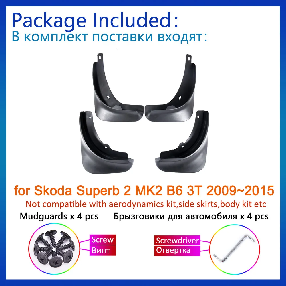 

For Skoda Superb 2 MK2 B6 3T 2009 2010 2011 2012 2013 2014 2015 MudFlaps Mudguards Splash Front Rear Wheel Fender Accessories