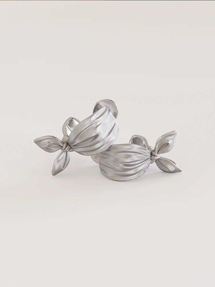 Silver 3D Bow Stud Earring