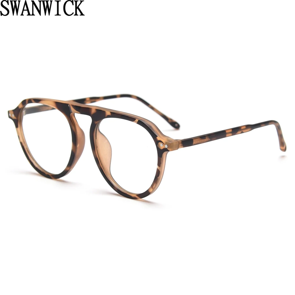 Swanwick Fashion Flat Top Men Glasses Retro Clear Lens Acetate Women's