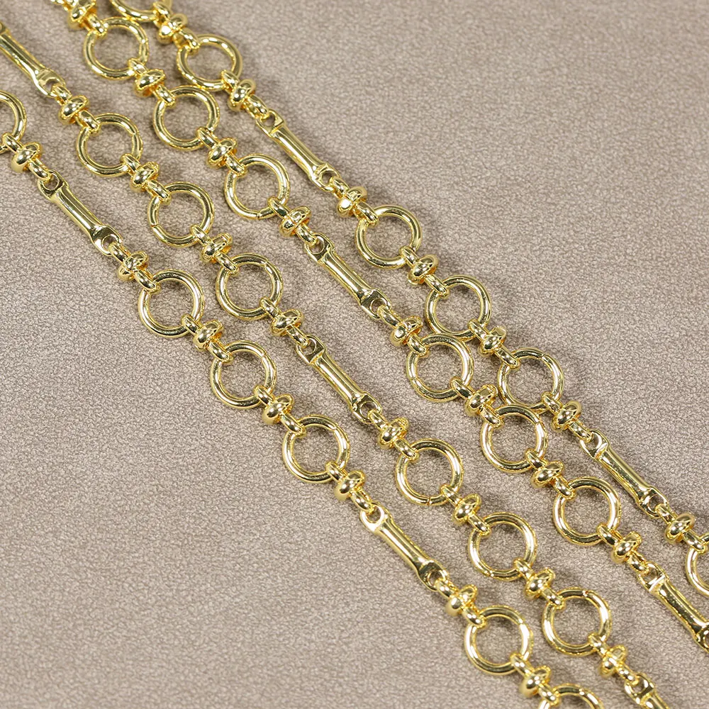 

APDGG 1 Meter Bezel Set 24K Gold Plated Copper Fashion Circle Chain Neck Chain Pearl Necklace Earring Making DIY