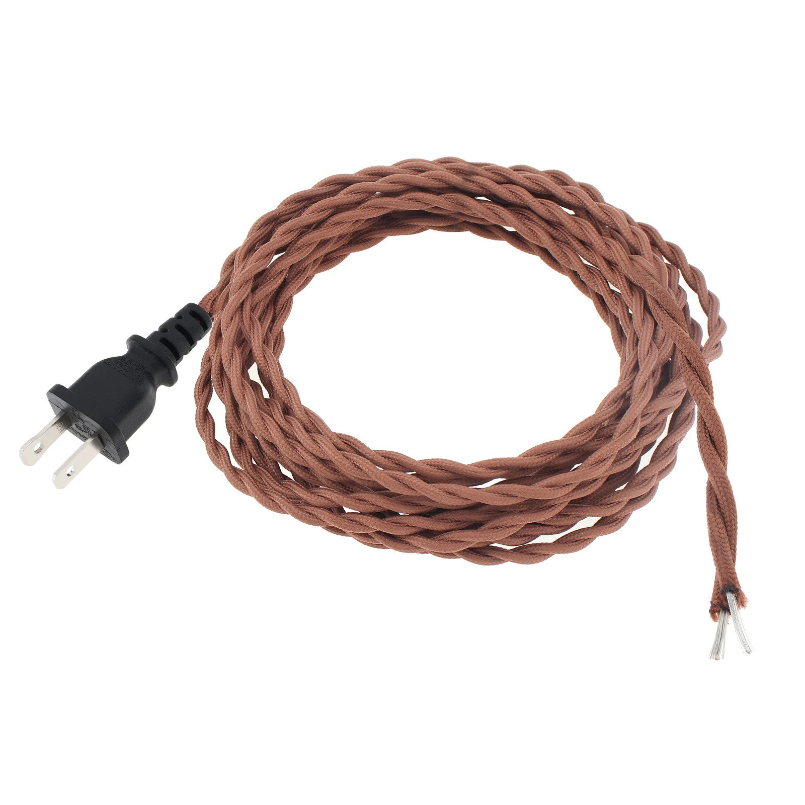3.6M/12FT Twisted Cloth Covered Lamp Cord Replacement Extension Industrial for DIY Projects Retro Lamp with US End Plug projects