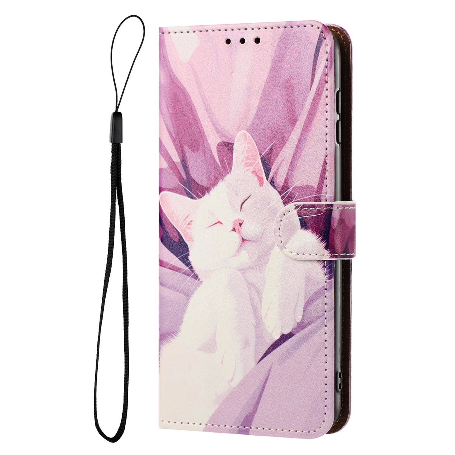 Cute Cat Leather Flip Back Cover - Stylish Phone Case