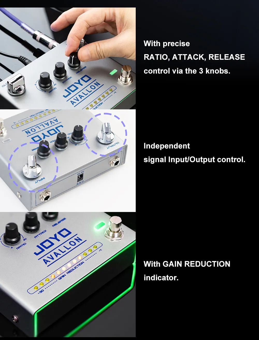R-19 Classic Compression Pedal Avallon Guitar Bass Effect with RATIO/ ATTACK/REL