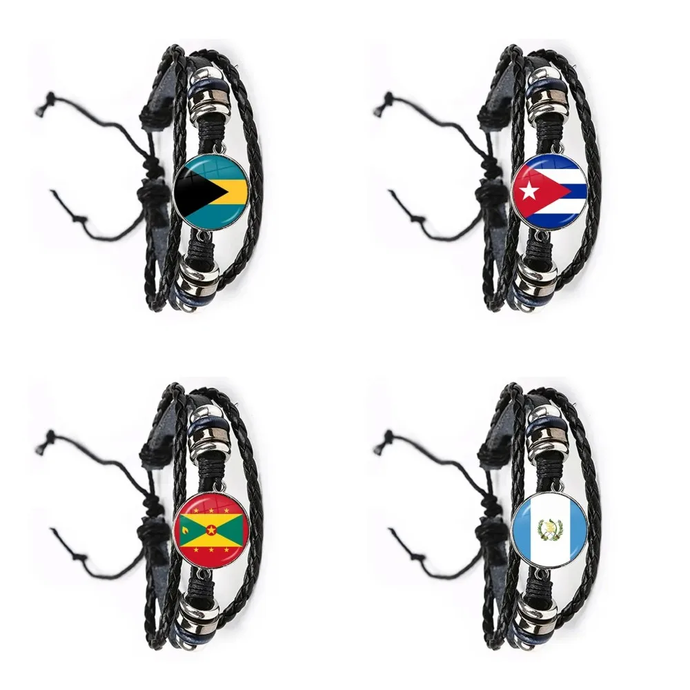 Флаг Штата Доминика, Санта-Люсия, Сент-Винсент и Гренадины, Барбадос, Гренада, Эквадор, стеклянный браслет с национальным флагом