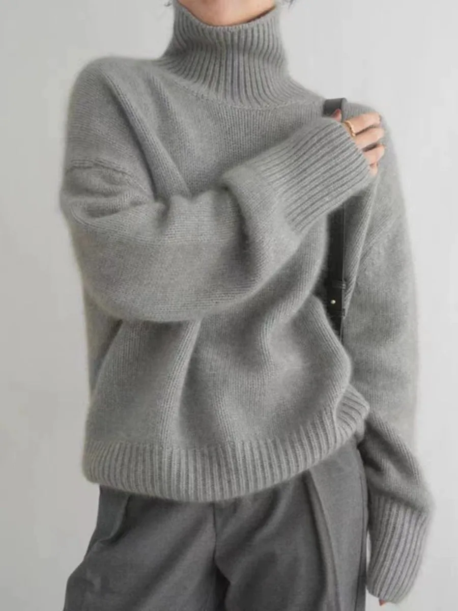 Cashmere Sweater Turtleneck 100% pure women's loose thickened autumn and winter wool jumper lazy base