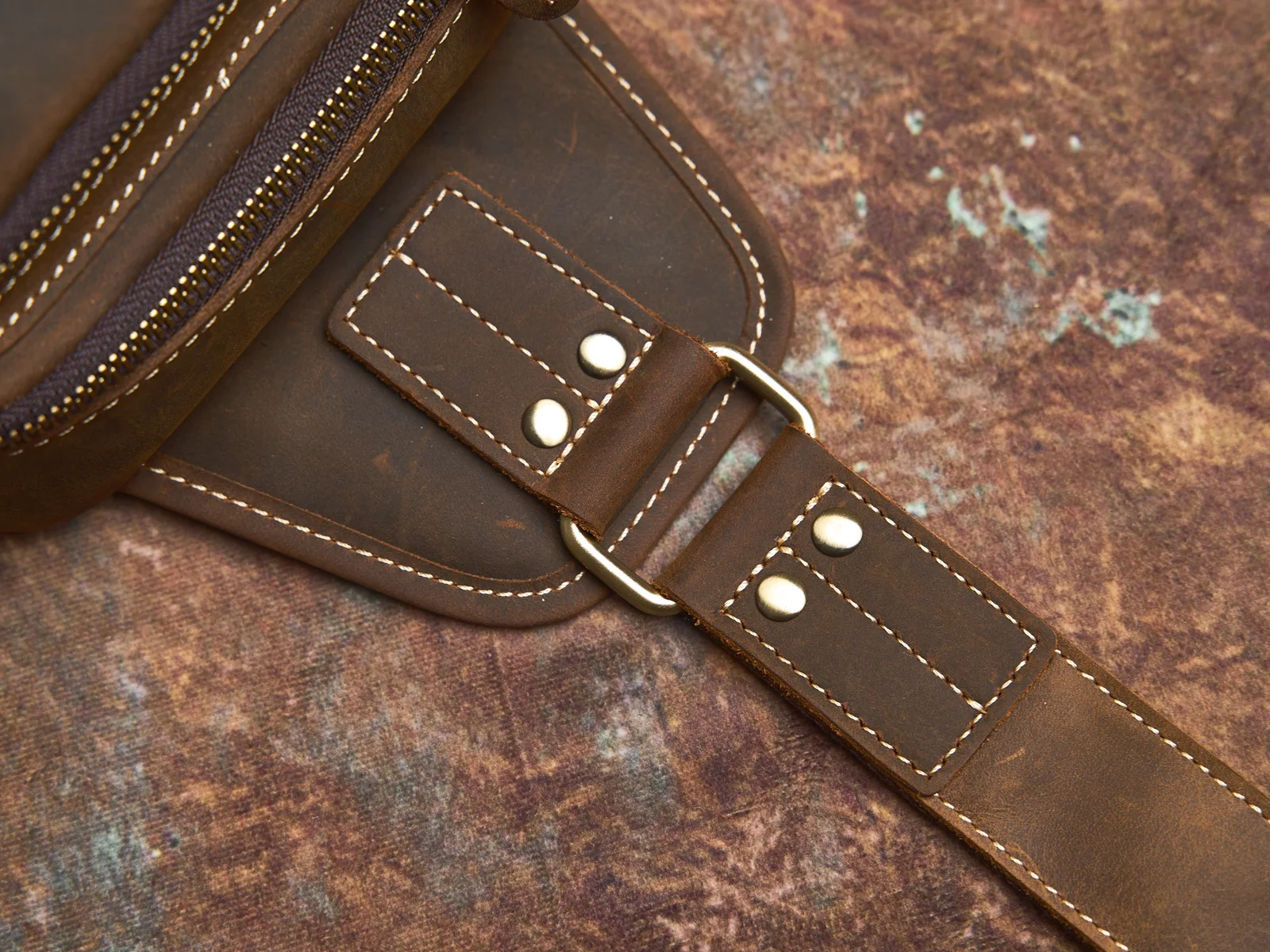 Genuine Leather Mens Sling Bag - Vintage Crossbody Chest Backpack