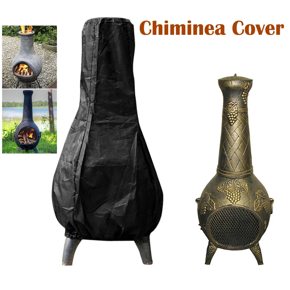 Outdoor Chiminea Cover Heavy Duty Waterproof Protective Sleeve for Fireplace