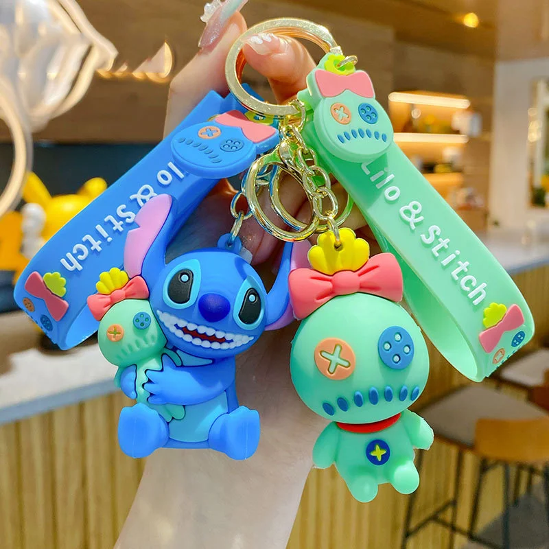 Disney Stitch Keychain Doll Car Key Chain Figures Toy Scrump Pendant