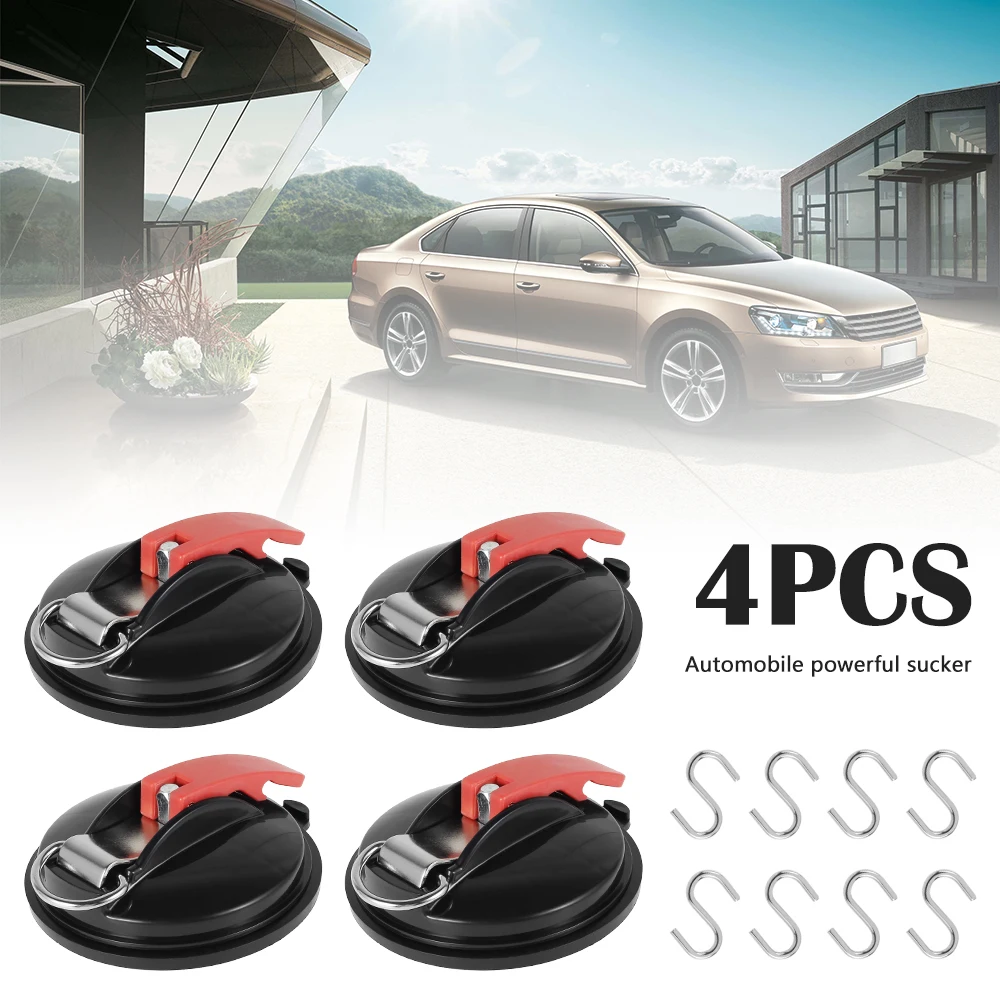 

4Pcs Outdoor Suction Cup Anchor Securing Hook Tie Down Camping Tarp As Car Side Awning Pool Tents Securing Hook Car Accessories