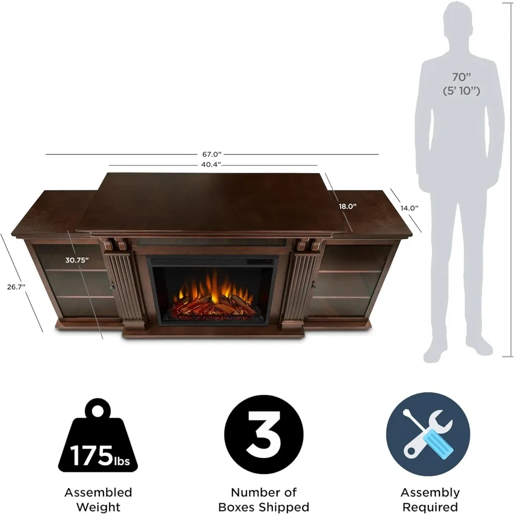 67" Electric Fireplace TV Stand for TVs up to 65 inches, Entertainment Center with Adjustable Shelves and Storage, TV Stand 4