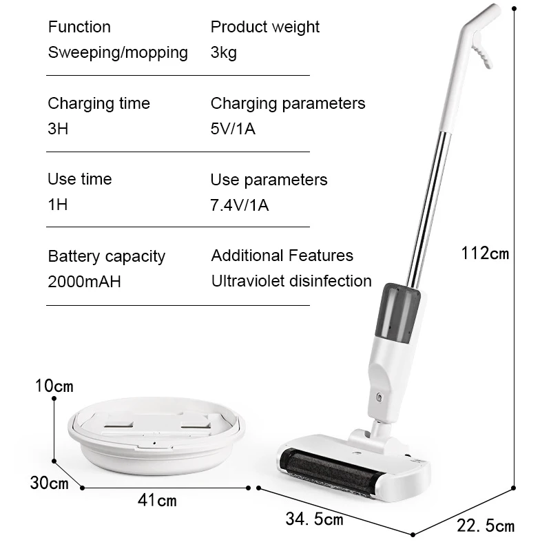 Handheld Spin Mop Water Sprayer Vacuum Cleaner Wireless Electric Broom Steam Floor Dust Sweeper Self-Cleaning Mopping Machine EU 4