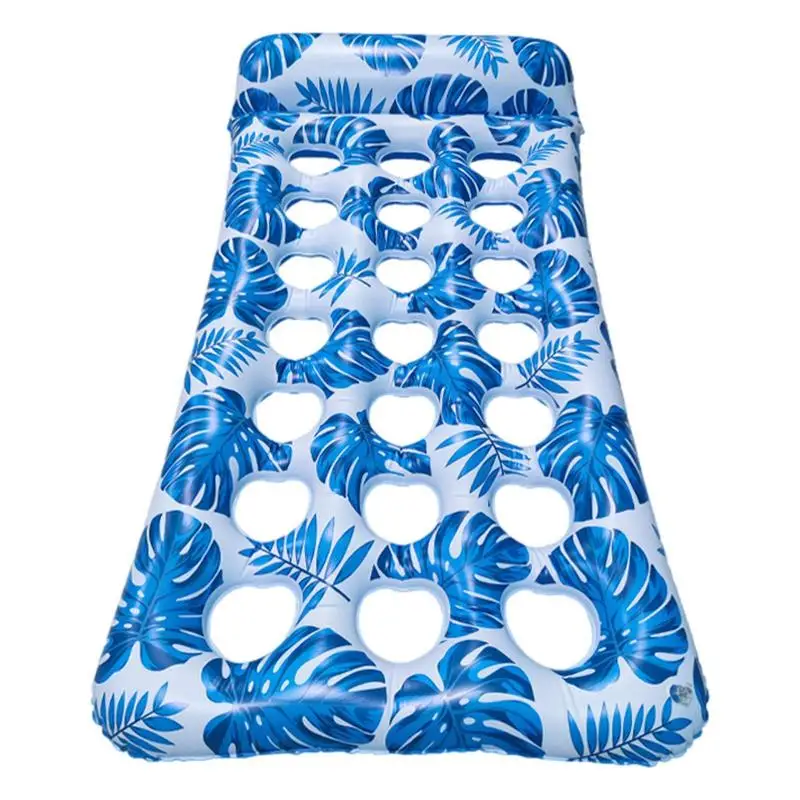 Pool Lounger Float Summer Water Hammock With Cup Hole Inflatable Pool Floats Adult With Headrest For Lake Floating Water Hammock floating water hammock float lounger floating toy inflatable floating bed chair swimming pool foldable inflatable hammock bed