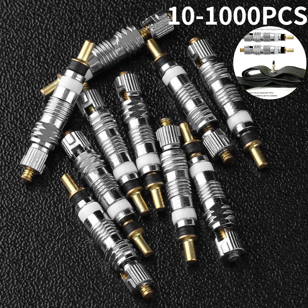 Bicycle Valve Core Tire Valve Core Air Tyre Valve Stem Bicycle Valve Replacement 10-1000Pcs Silver Bicycle Replacement Valve Core Stem Presta Detachable Tyre Valve Core For Tubeless MTB Road Bike Bike
