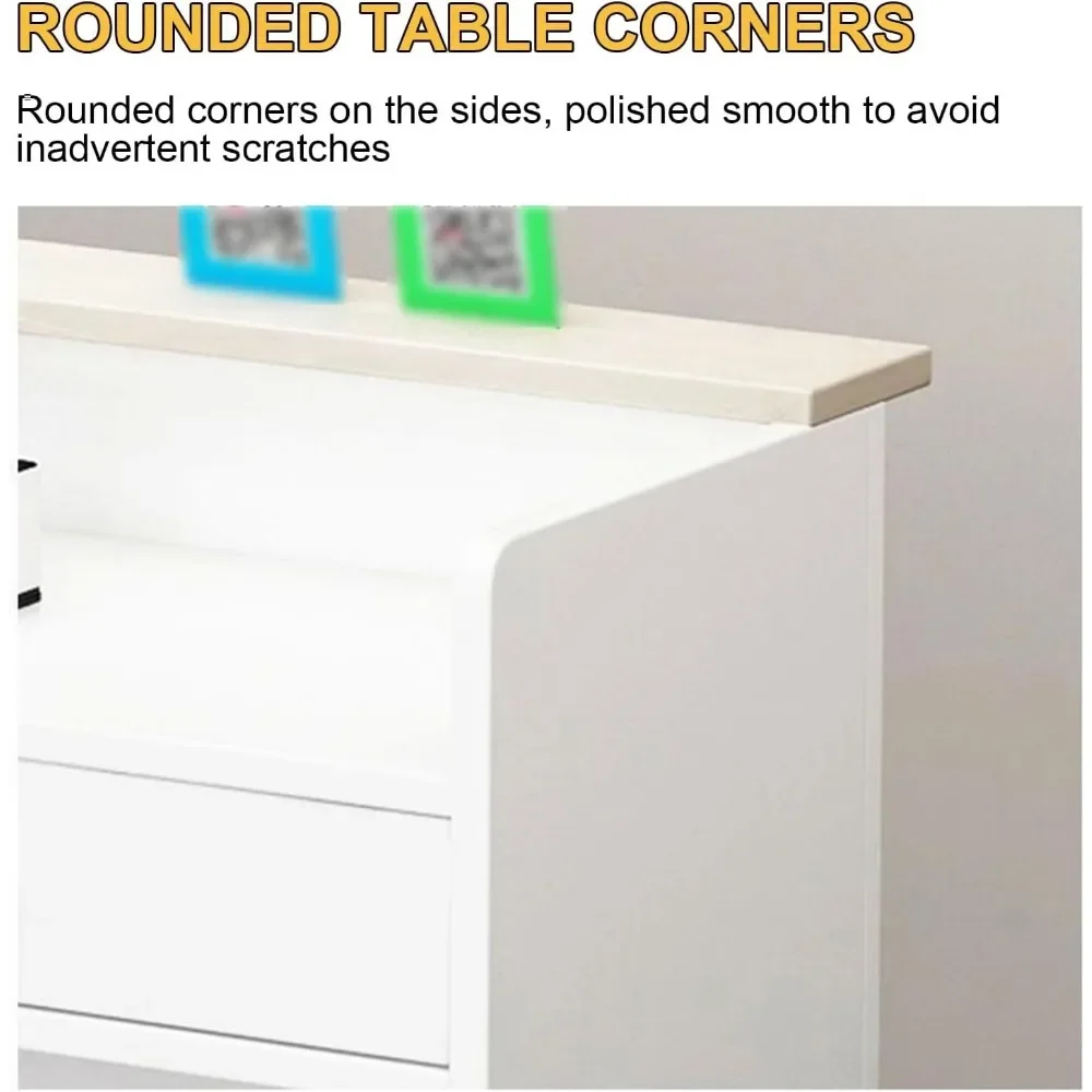 Receptionist Desk Retail Checkout,Reception Table with Private Panels,Modern Front Table Equipped Lockers & Storage Shelves