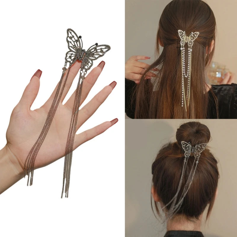 

Shining Butterfly Shape Hair Claw Hot Girls Hanfu Chinese Style Butterfly Ponytail Hair Clip for Woman M6CD