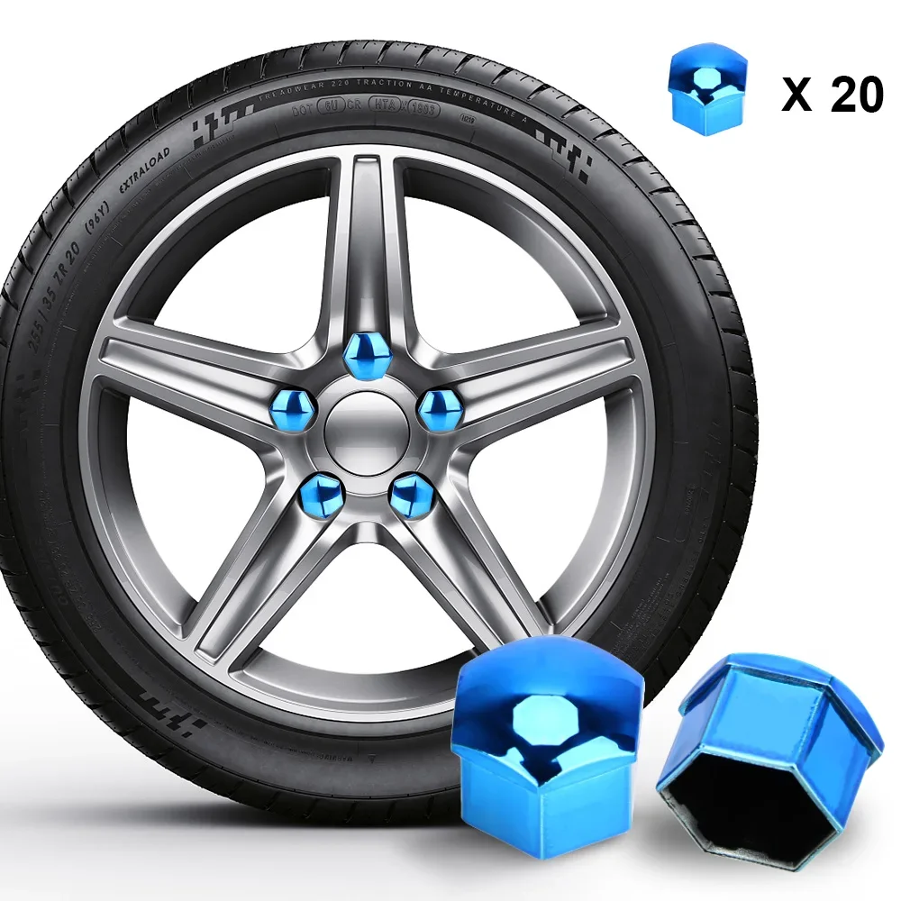 Wheel Nut Caps 19/17mm Car Wheel Nut Caps Protection Covers Caps Anti-Rust Auto Hub Screw Cover Car Tyre Nut Bolt Exterior Decoration 20pcs/set