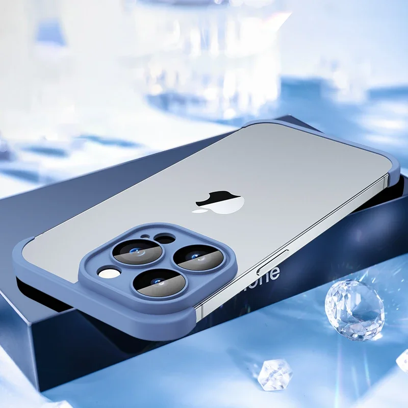 Frameless Silicone Bumper Case with Lens Protector and Corner Coverage