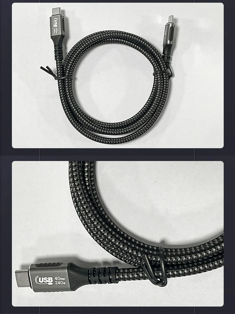 C 타입 고속 충전 케이블, 썬더볼트 4 USB C to C 데이터 전송 케이블, 1M, 1.5M, 2M, 40Gbps, PD 240W
