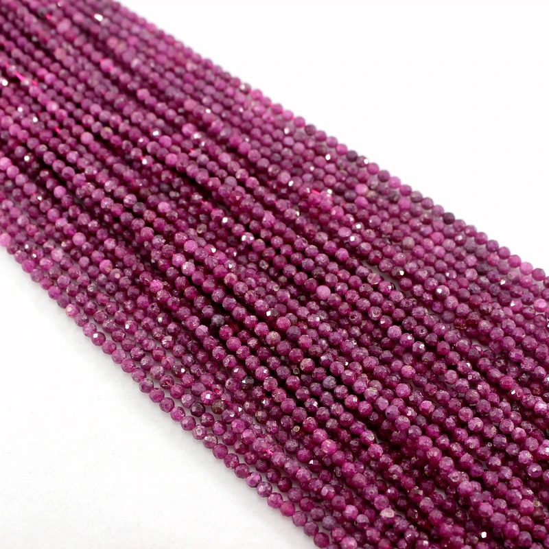 Natural Faceted Ruby 2 3 4MM Micro Tiny Small Seed Round Gemstone Beads For Jewelry Mkaing DIY Waist Bracelets Neckalce Anklet 4