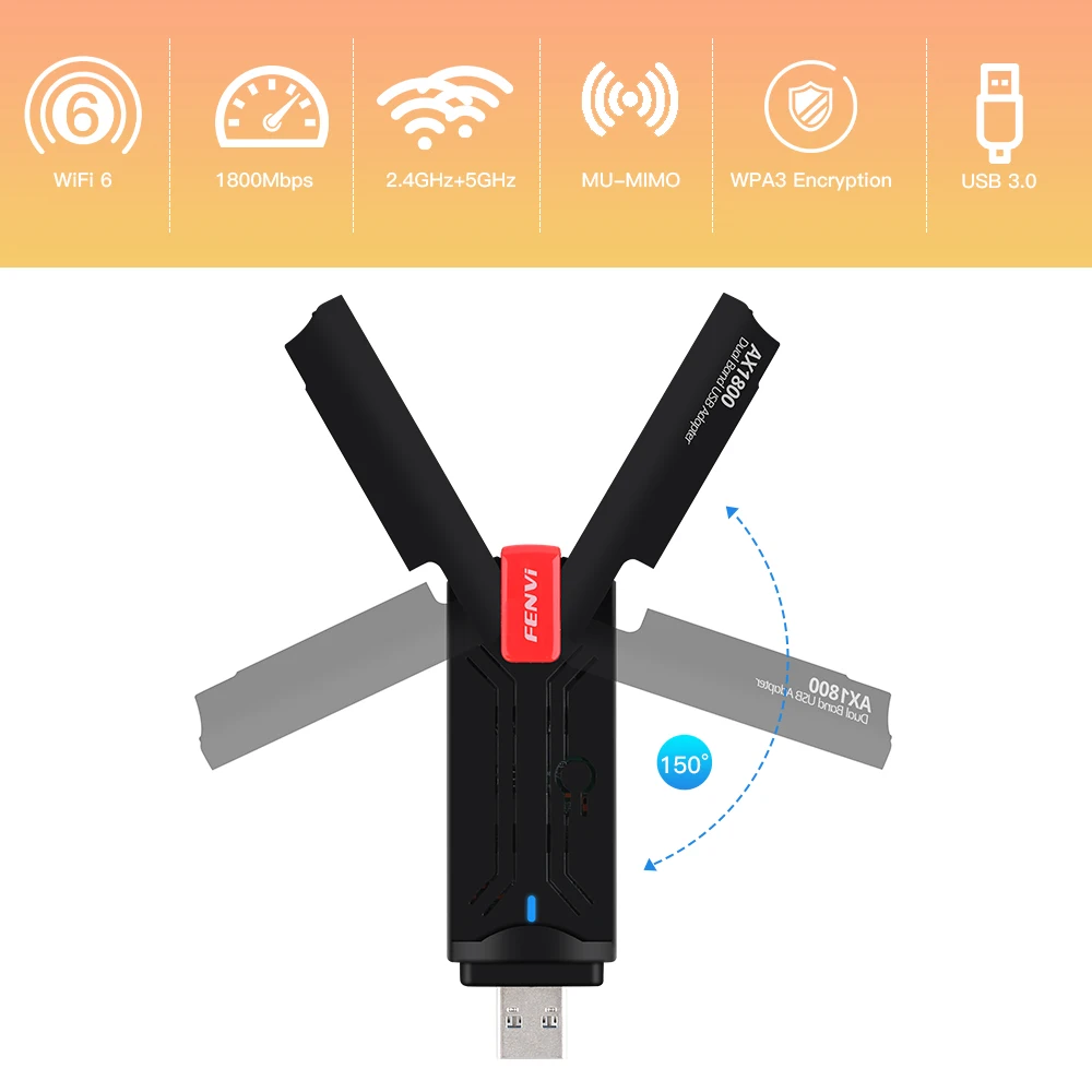 Fenvi – adaptateur wi-fi 6 USB 3.0 1800Mbps 5g, récepteur Dongle