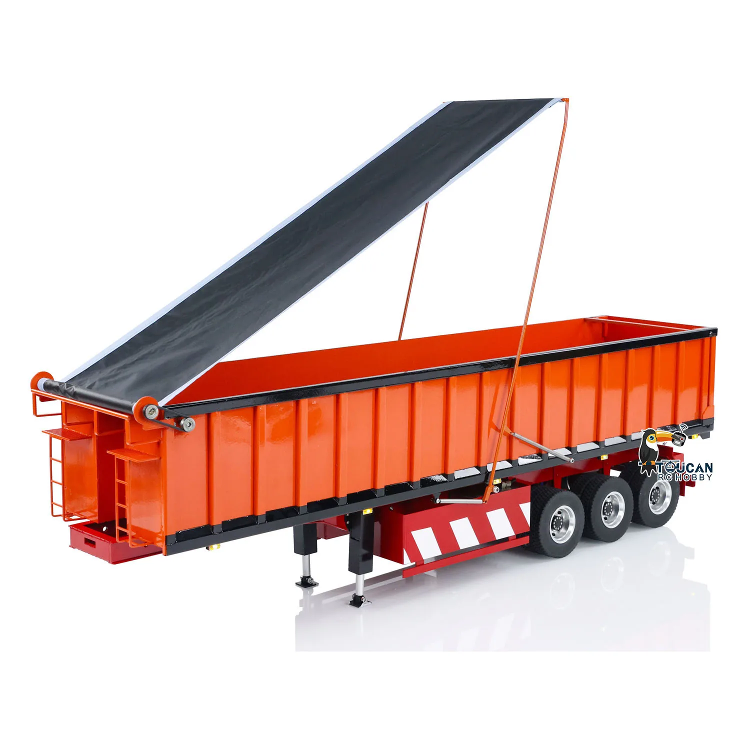 Metal 3 Axles Hydraulic Dump Semi-Trailer 1/14 Scale Assembled Painted Electric Awning for RC Tractor Trucks Toy Model THZH1877 4