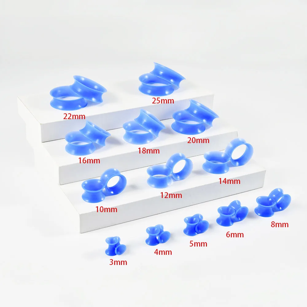 Thin Style Silicone Flexible Double Flared Flesh Ear Tunnel Plugs Gauge Expander Stretchers Piercing Jewelry 3-25mm 1Pair piercing jewelry body piercing jewelry body jewelry ear piercing jewelry