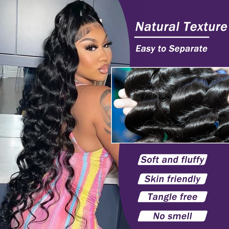 Human Hair Bundles Rosabeauty Loose Deep Wave Bundles Human Hair 30 38 40 Inch Can Be Dyed and Bleached