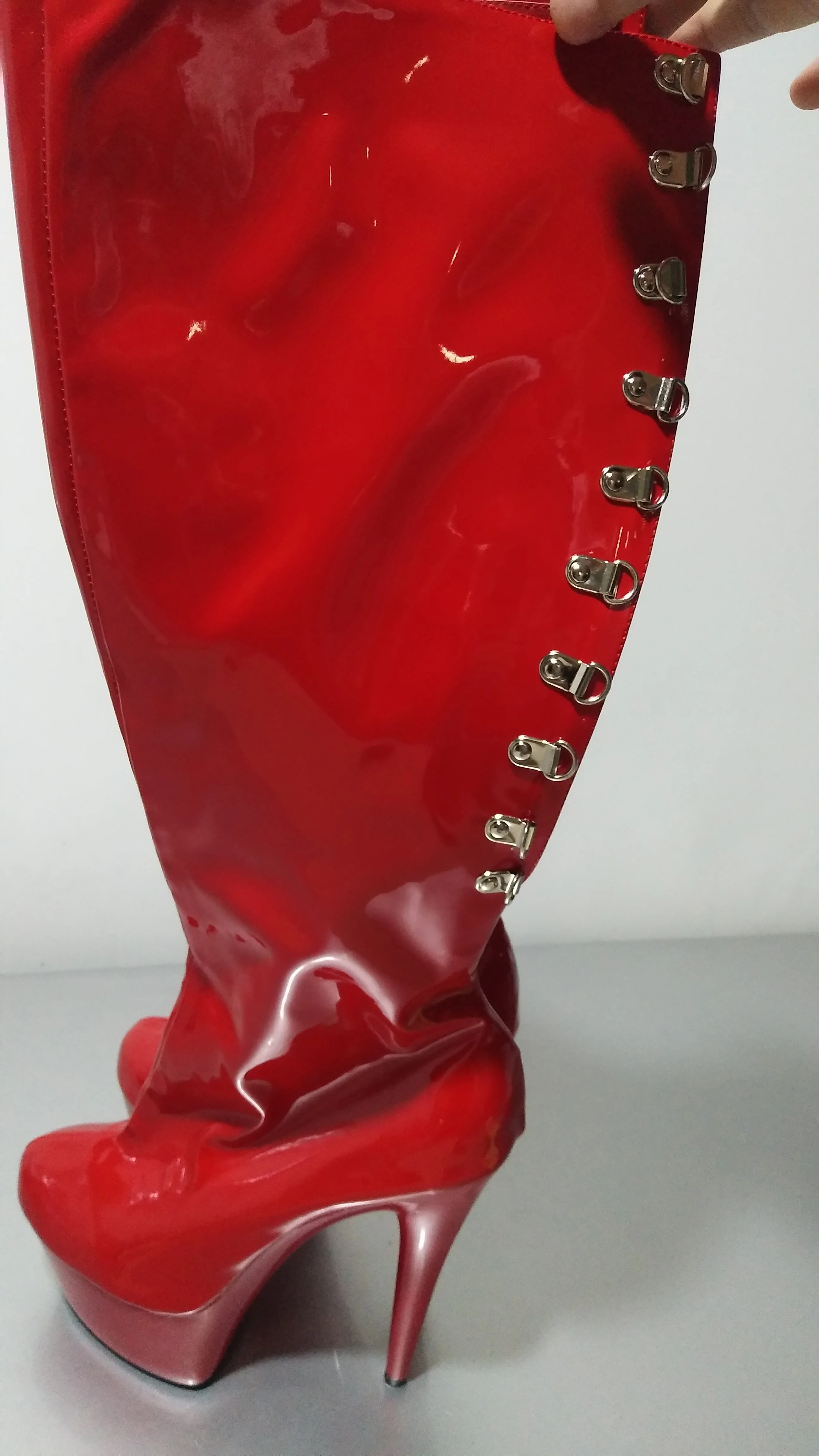 Sexy pole dancing classic round toe lace boots 6 inch platform 15 cm high heels platform knee-high dance shoes